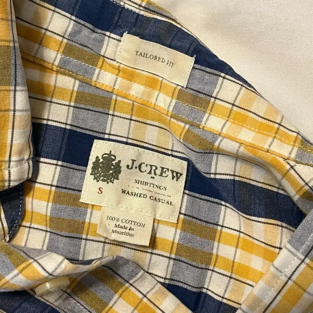 J CREW 100% Cotton Blue Yellow Button Down Long Sleeve Tailored Fit Shirt Small